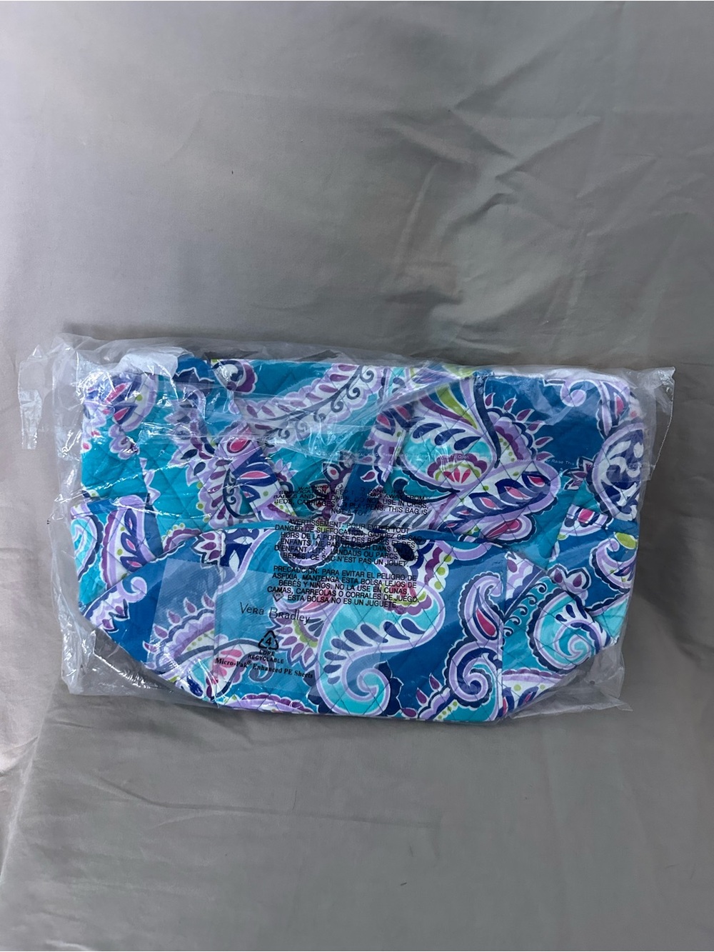 Vera Bradley Teal Paisley Quilted Cosmetic Pouch with Purple & White Accents